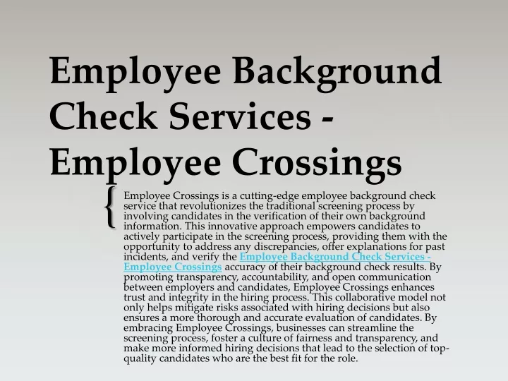 employee background check services employee crossings
