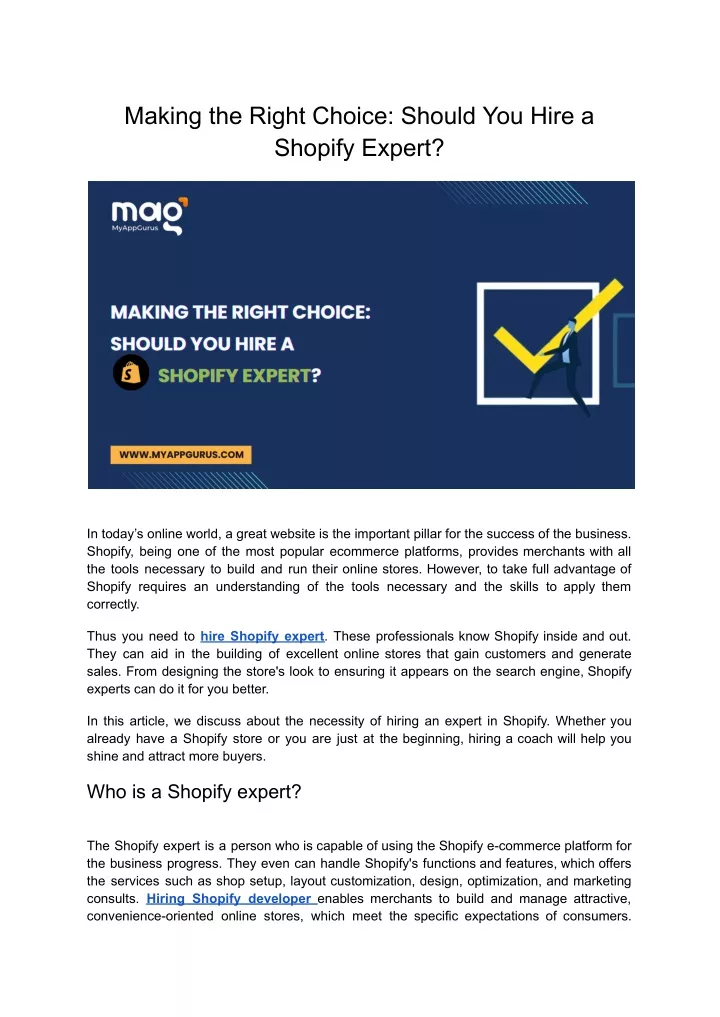 making the right choice should you hire a shopify