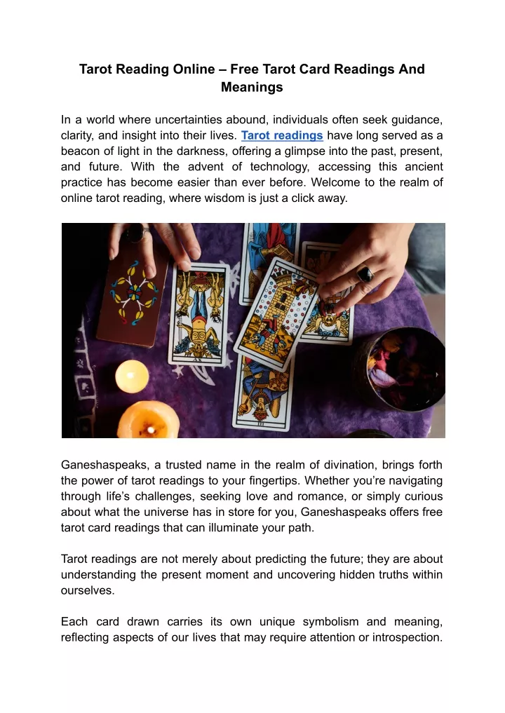 tarot reading online free tarot card readings