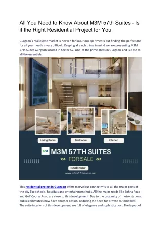All You Need to Know About M3M 57th Suites