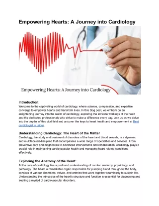 empowering hearts a journey into cardiology