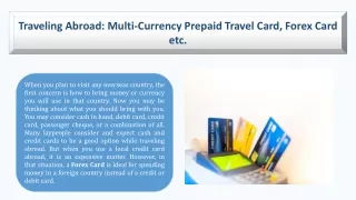 Best Forex Card | Multi-Currency Prepaid Travel Card