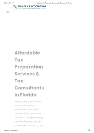 Affordable Tax Preparation Services - Tax Consultant in Florida