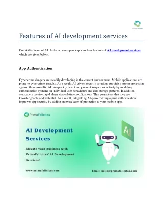 Features of AI development services