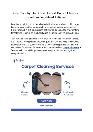 Goodbye Stains- Expert Carpet Cleaning Tips and Tricks