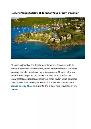 Luxury Places to Stay St John for Your Dream Vacation