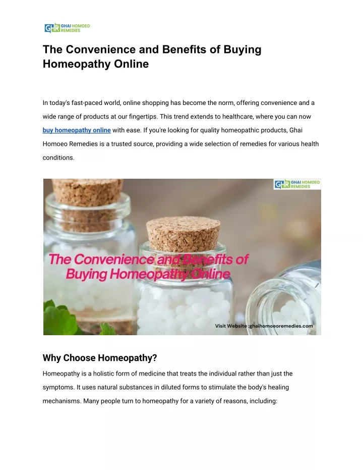 the convenience and benefits of buying homeopathy