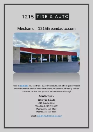 Mechanic | 1215tireandauto.com