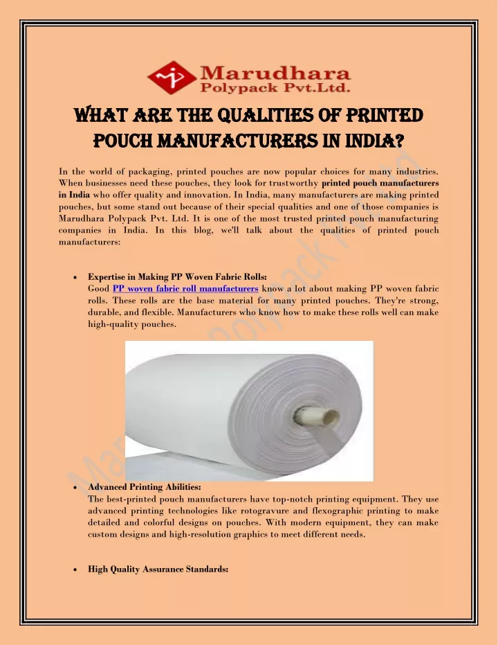 what are the qualities of printed what