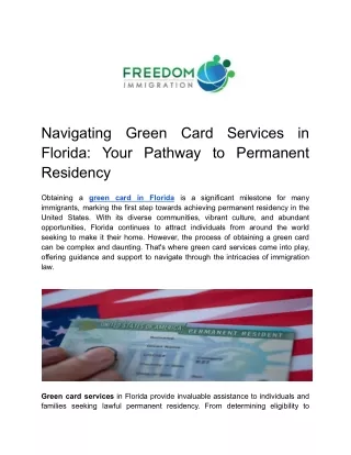 Unlocking Opportunities: Green Card Services