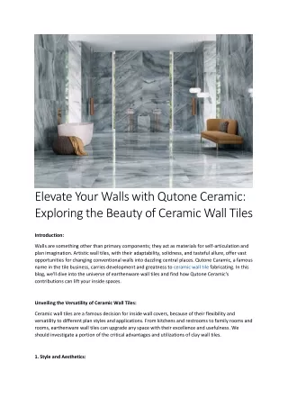 Ceramic wall tiles From  Qutone Ceramic