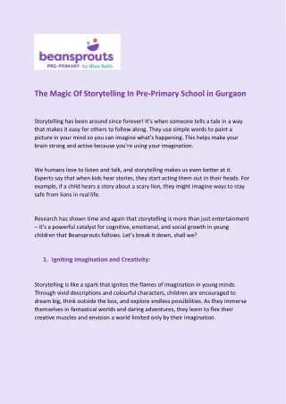 The Magic Of Storytelling In Pre-Primary School in Gurgaon