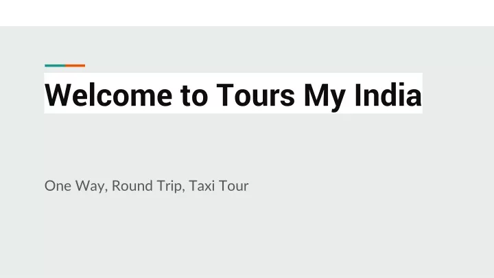 welcome to tours my india