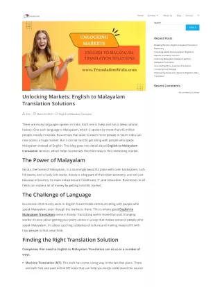 Unlocking Markets English to Malayalam Translation Solutions