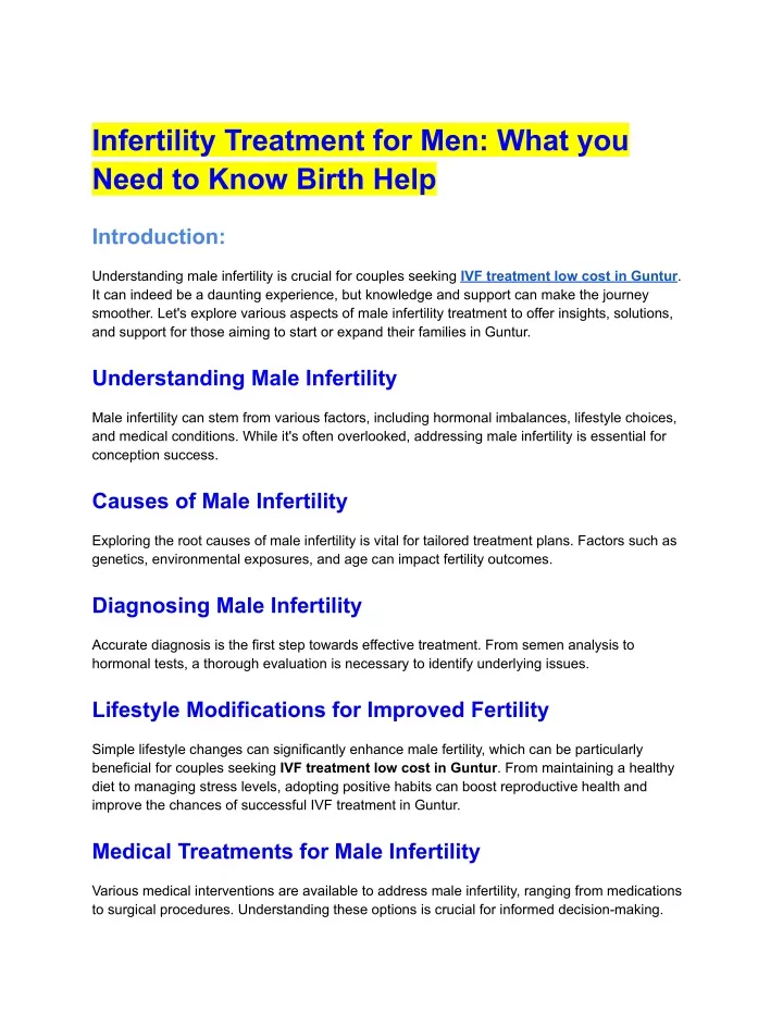 infertility treatment for men what you need