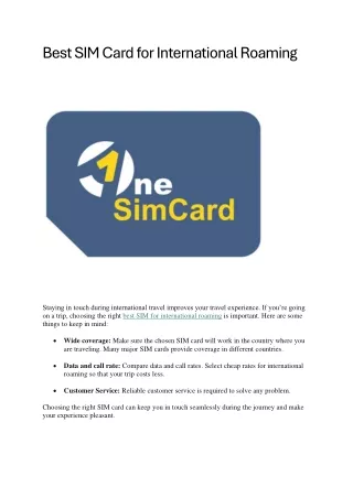 Best SIM Card for International Roaming