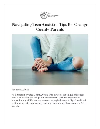 Empowering Orange County Teens: Navigating Anxiety Together
