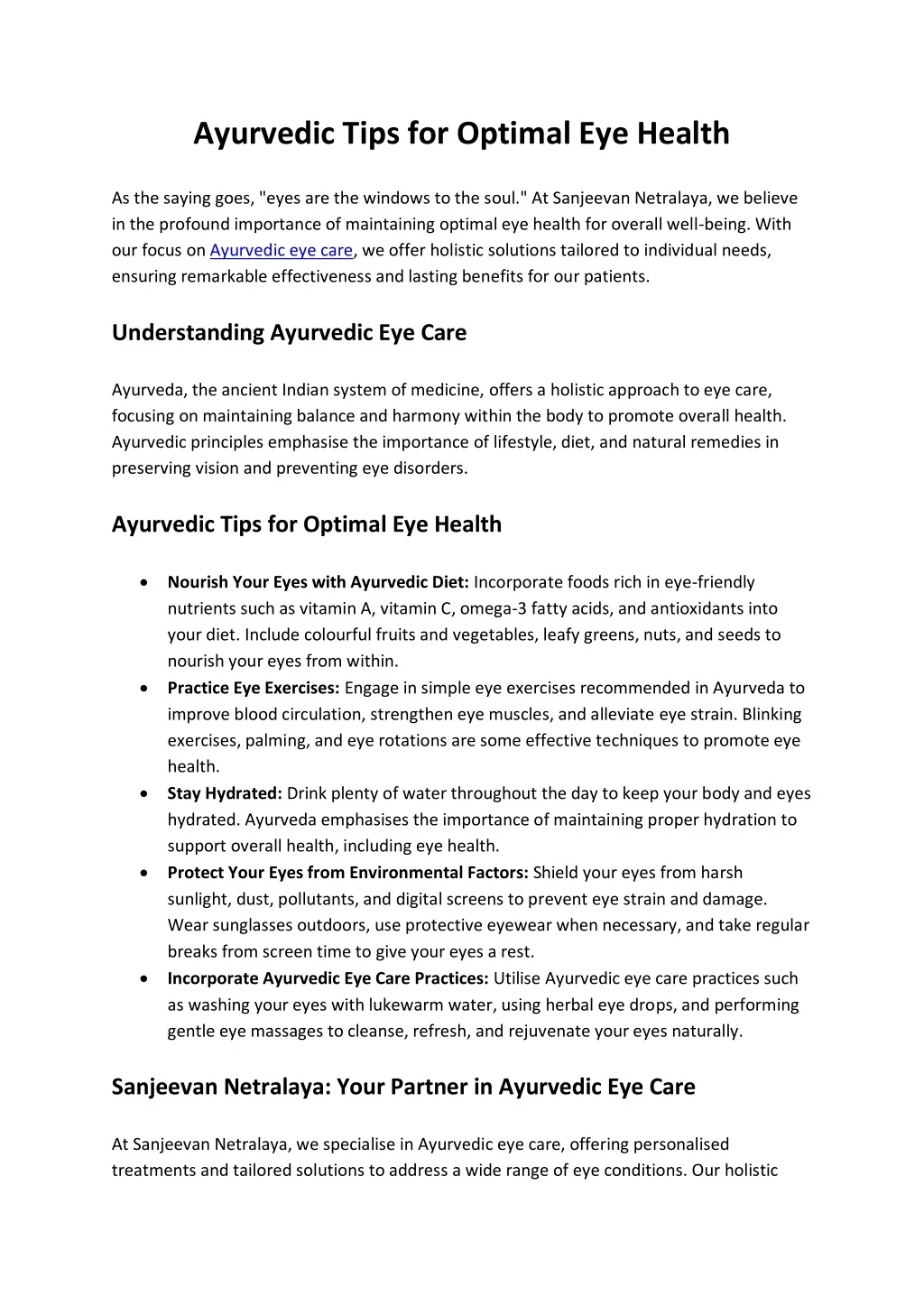 PPT - Ayurvedic Tips for Optimal Eye Health PowerPoint Presentation ...