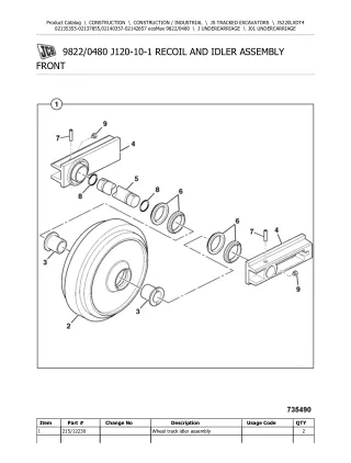 JCB JS220LXDT4 ecoMax TRACKED EXCAVATOR Parts Catalogue Manual (Serial Number 02135355-02137855)