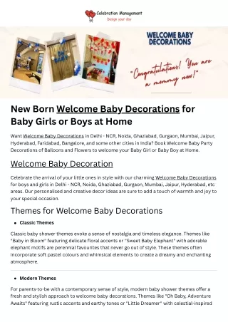 New Born Welcome Baby Decorations for Baby Girls or Boys at Home