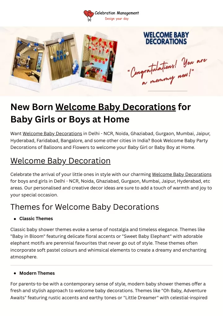 new born welcome baby decorations for baby girls
