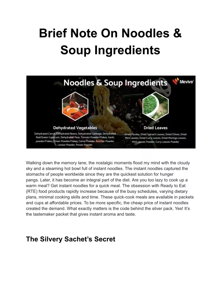 brief note on noodles soup ingredients