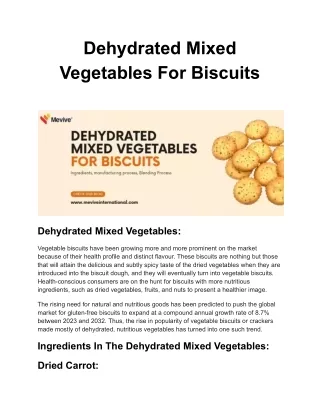Dehydrated Mixed Vegetables for Biscuits | Mevive®
