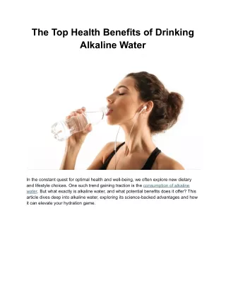 The Top Health Benefits of Drinking Alkaline Water