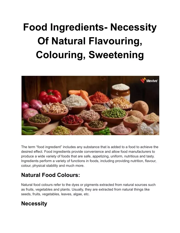 food ingredients necessity of natural flavouring