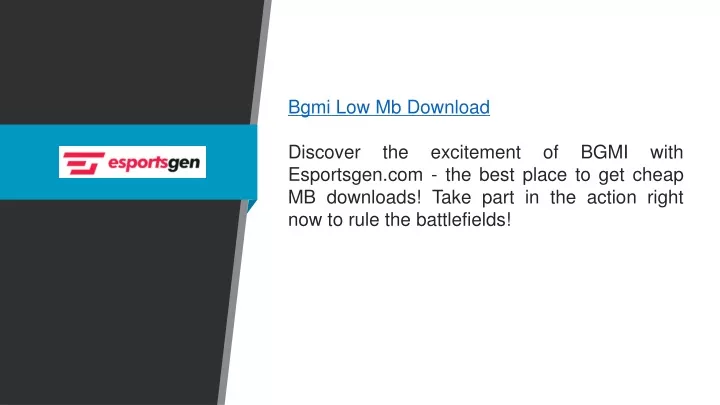 bgmi low mb download discover the excitement