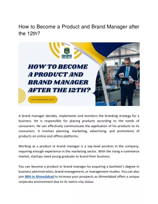 How to Become a Product and Brand Manager after the 12th_