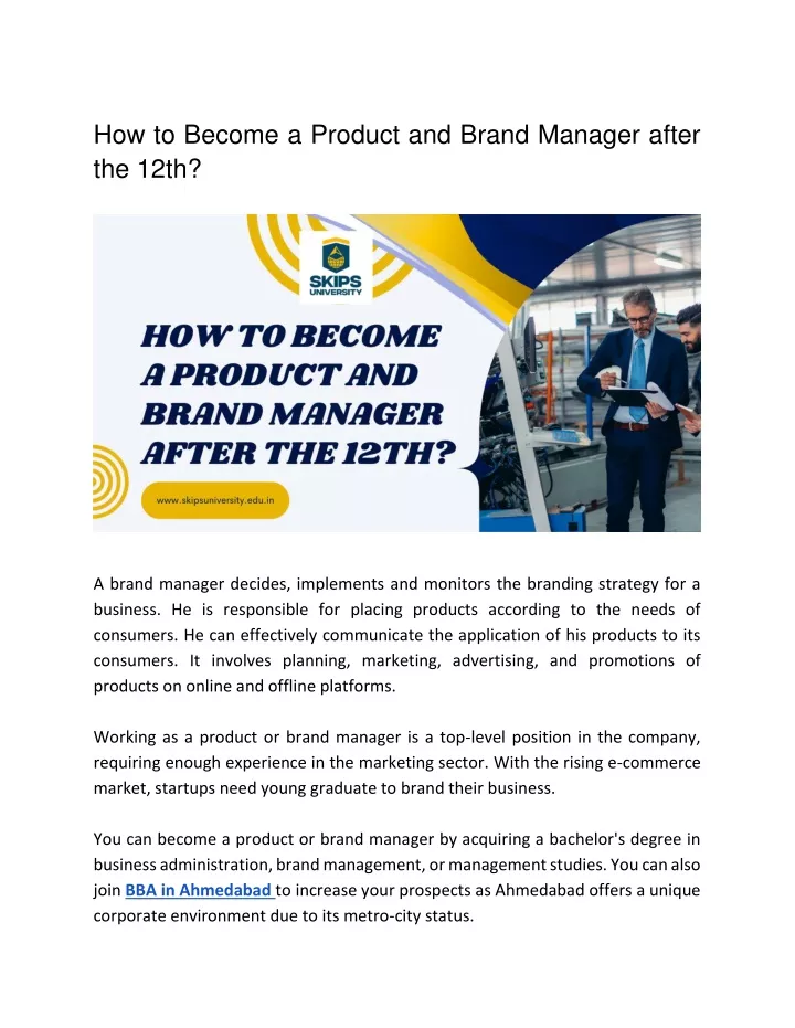 how to become a product and brand manager after