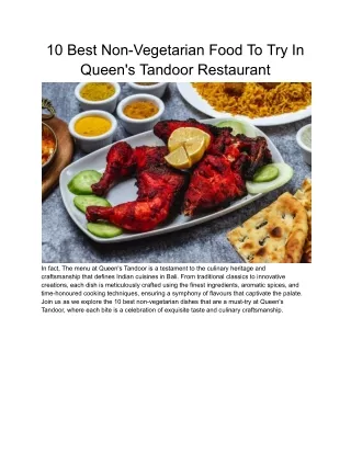 10 Best Non-Vegetarian Food To Try In Queen's Tandoor Restaurant