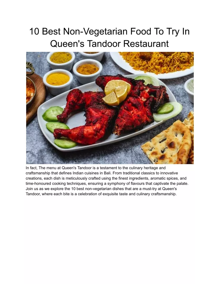 PPT - 10 Best Non-Vegetarian Food To Try In Queen's Tandoor Restaurant ...