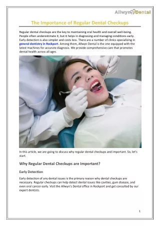 The Importance of Regular Dental Checkups
