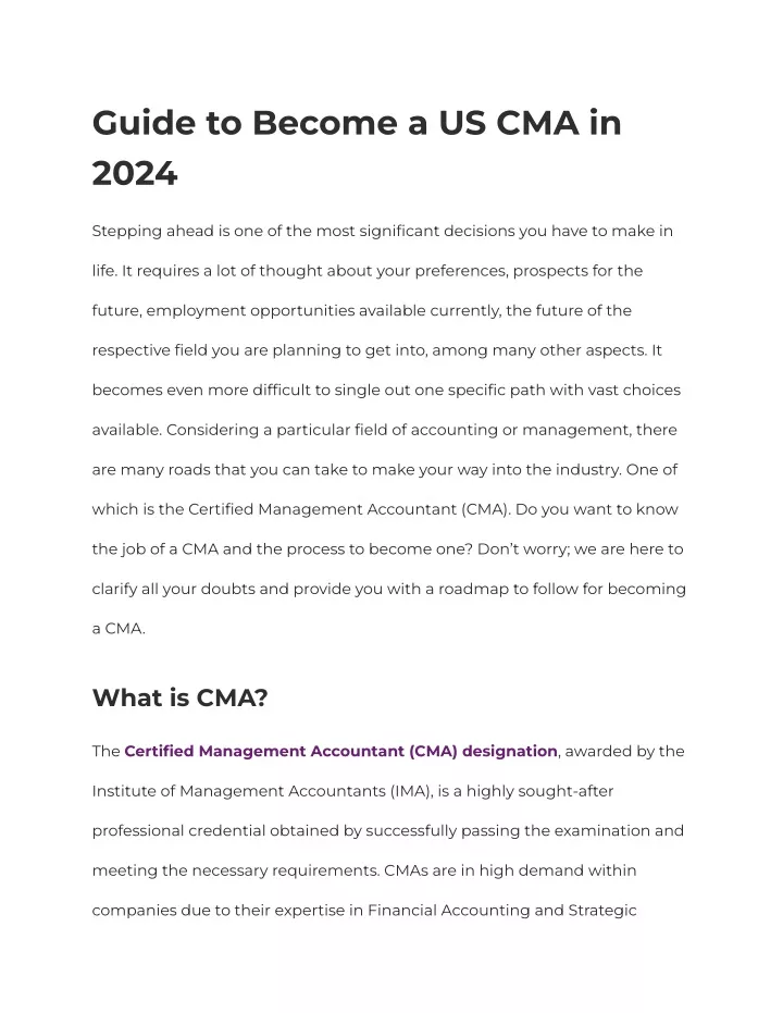 guide to become a us cma in 2024