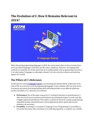 The Evolution of C How It Remains Relevant in 2024