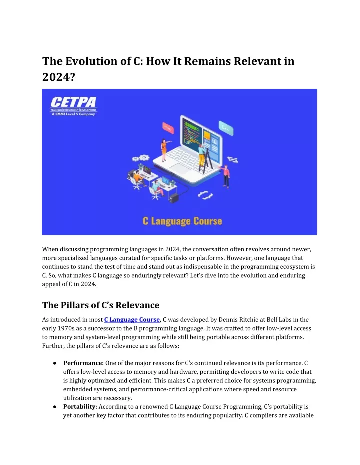 the evolution of c how it remains relevant in 2024