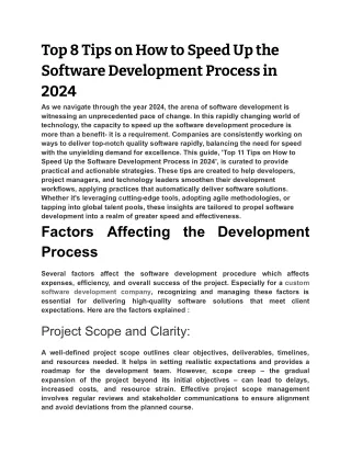 Top 8 Tips on How to Speed Up the Software Development Process in 2024