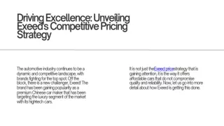 Driving Excellence Unveiling Exeed's Competitive Pricing Strategy - Presentation