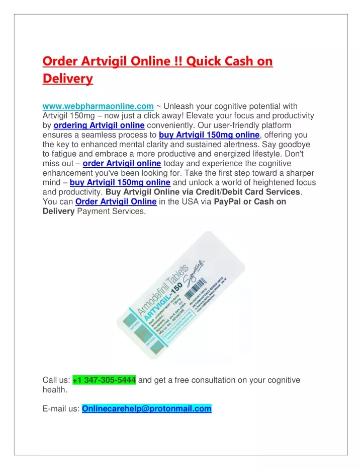 order artvigil online quick cash on delivery