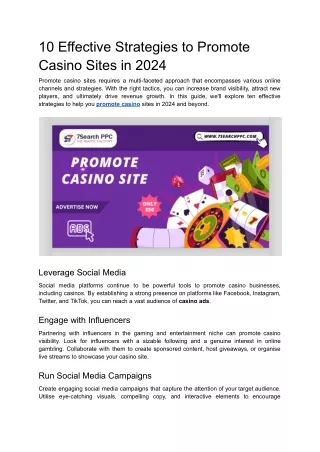 10 Effective Strategies to Promote Casino Sites in 2024