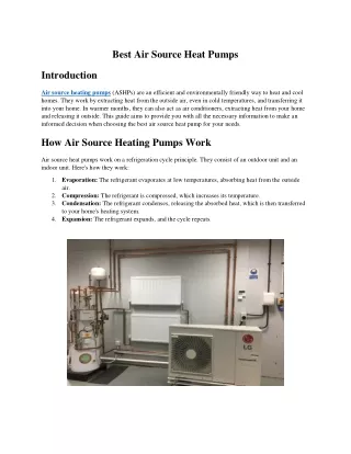 Best Air Source Heat Pumps