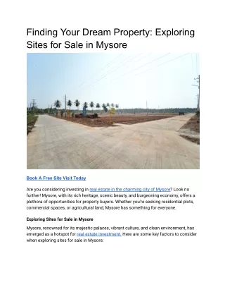 Finding Your Dream Property_ Exploring Sites for Sale in Mysore