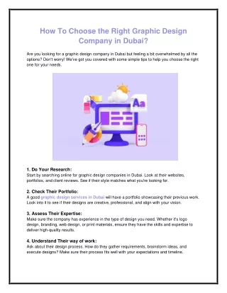 How To Choose the Right Graphic Design Company in Dubai?