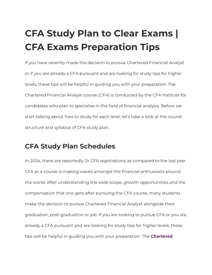 cfa study plan to clear exams cfa exams