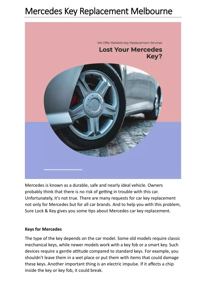 mercedes key replacement melbourne mercedes