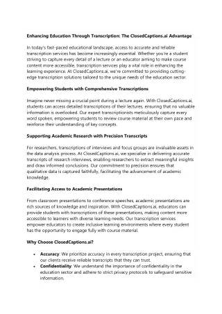 enhancing education through transcription
