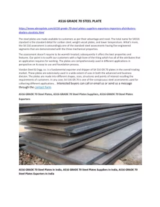 a516 grade 70 steel plate