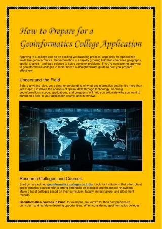 How to Prepare for a Geoinformatics College Application